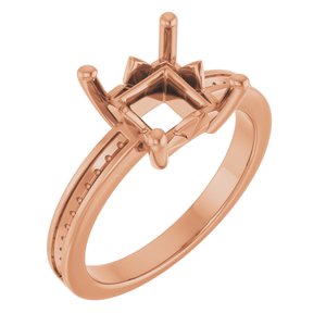 18K Rose Gold 7x7 mm Square Ring Mounting – image 2