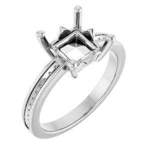 14K White Gold 7x7 mm Square Ring Mounting – image 2
