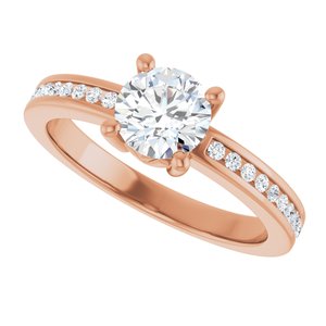 14K Rose Gold 6 mm Round 1/5 CTW Natural Diamond Semi-Set Ring – image 8