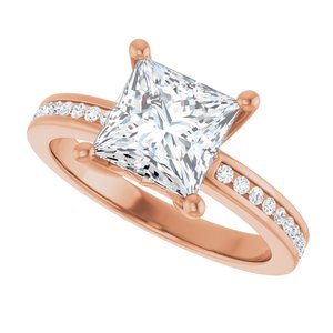 10K Rose Gold 7x7 mm Square Ring Mounting – image 8