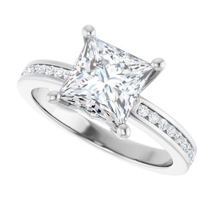 18K White Gold 7x7 mm Square Ring Mounting – image 8