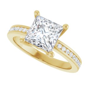 14K Yellow Gold 7x7 mm Square Ring Mounting – image 8
