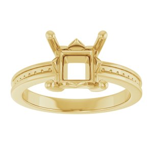 18K Yellow Gold 7x7 mm Square Ring Mounting – image 6
