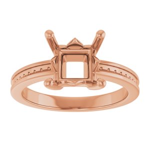 14K Rose Gold 7x7 mm Square Ring Mounting – image 6