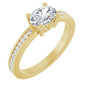 14K Yellow Gold 7x5 mm Oval .04 CTW Lab-Grown Diamond Semi-Set Ring