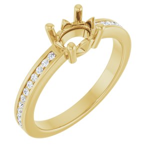 14K Yellow Gold 7x5 mm Oval .04 CTW Lab-Grown Diamond Semi-Set Ring – image 2