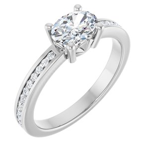 Platinum 7x5 mm Oval .04 CTW Lab-Grown Diamond Semi-Set Ring