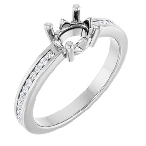 Platinum 7x5 mm Oval 1/10 CTW Natural Diamond Semi-Set Ring – image 2