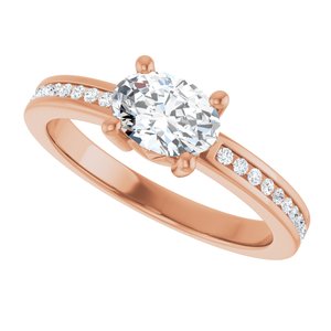 14K Rose Gold 7x5 mm Oval 1/10 CTW Natural Diamond Semi-Set Ring – image 8