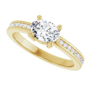 14K Yellow Gold 7x5 mm Oval .04 CTW Lab-Grown Diamond Semi-Set Ring – image 8