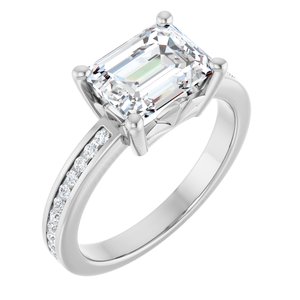 18K White Gold 8.5x6.5 mm Emerald Ring Mounting