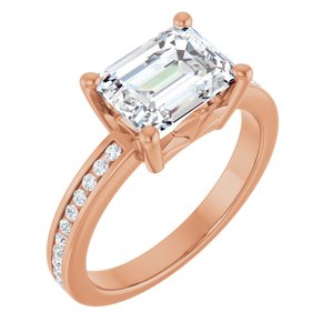 18K Rose Gold 8.5x6.5 mm Emerald Ring Mounting