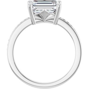 14K White Gold 8.5x6.5 mm Emerald Ring Mounting – image 3