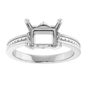 14K X1 White Gold 8.5x6.5 mm Emerald Ring Mounting – image 6