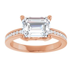 14K Rose Gold 8.5x6.5 mm Emerald Ring Mounting – image 5