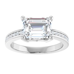 14K X1 White Gold 8.5x6.5 mm Emerald Ring Mounting – image 5