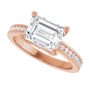 10K Rose Gold 8.5x6.5 mm Emerald Ring Mounting – image 8