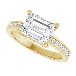 14K Yellow Gold 8.5x6.5 mm Emerald Ring Mounting – image 8