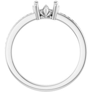 Platinum 7x5 mm Oval 1/10 CTW Natural Diamond Semi-Set Ring – image 4