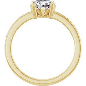 14K Yellow Gold 7x5 mm Oval 1/10 CTW Natural Diamond Semi-Set Ring – image 3