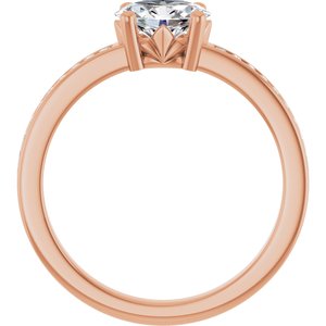 14K Rose Gold 7x5 mm Oval 1/10 CTW Natural Diamond Semi-Set Ring – image 3