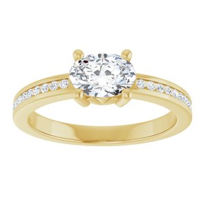 14K Yellow Gold 7x5 mm Oval 1/10 CTW Natural Diamond Semi-Set Ring – image 5