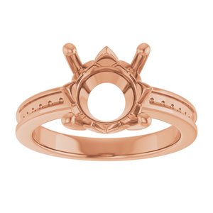 18K Rose Gold 10 mm Round Ring Mounting – image 6