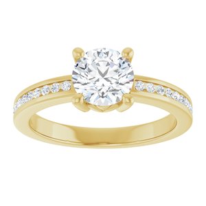 14K Yellow Gold 6.5 mm Round .04 CTW Lab-Grown Diamond Semi-Set Ring – image 5