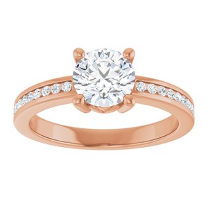 14K Rose Gold 6.5 mm Round 1/5 CTW Natural Diamond Semi-Set Ring – image 5