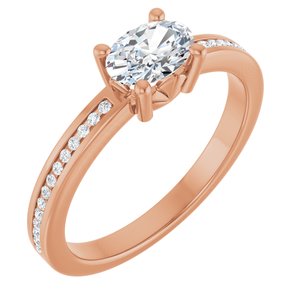 14K Rose Gold 6.5x4.5 mm Oval Ring Mounting