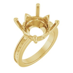 14K Yellow Gold 14 mm Round Ring Mounting – image 2