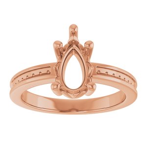 10K Rose Gold 10x6 mm Pear Ring Mounting – image 6