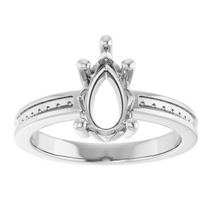 14K X1 White Gold 10x6 mm Pear Ring Mounting – image 6