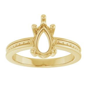 10K Yellow Gold 10x6 mm Pear Ring Mounting – image 6