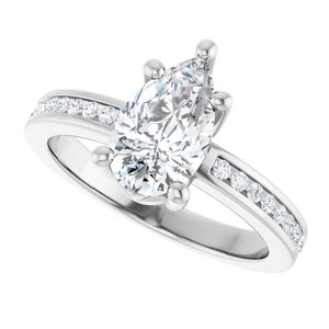 10K White Gold 10x6 mm Pear Ring Mounting – image 8