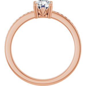 14K Rose Gold 5.2 mm Round 1/10 CTW Natural Diamond Semi-Set Ring – image 3