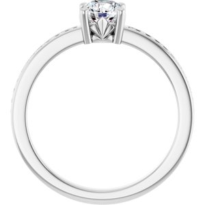 14K White Gold 5.2 mm Round .04 CTW Lab-Grown Diamond Semi-Set Ring – image 3