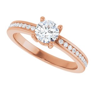 14K Rose Gold 5.2 mm Round 1/10 CTW Natural Diamond Semi-Set Ring – image 8