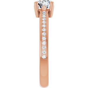 14K Rose Gold 5.2 mm Round .04 CTW Lab-Grown Diamond Semi-Set Ring – image 7