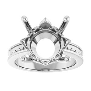 18K White Gold 14 mm Round Ring Mounting – image 6