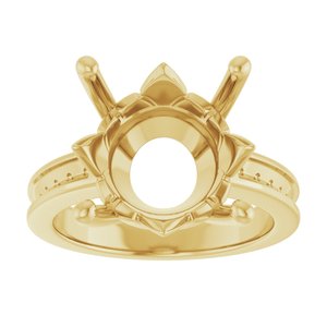 14K Yellow Gold 14 mm Round Ring Mounting – image 6