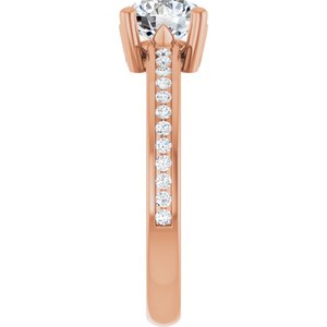 14K Rose Gold 6.5 mm Round 1/5 CTW Natural Diamond Semi-Set Ring – image 7