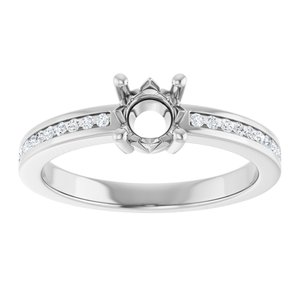 14K White Gold 5.2 mm Round .04 CTW Lab-Grown Diamond Semi-Set Ring – image 6