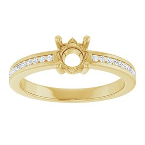 14K Yellow Gold 5.2 mm Round 1/10 CTW Natural Diamond Semi-Set Ring – image 6
