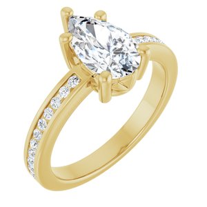 18K Yellow Gold 10x6 mm Pear Ring Mounting