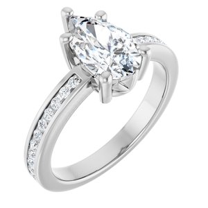 14K X1 White Gold 10x6 mm Pear Ring Mounting