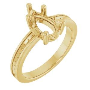 18K Yellow Gold 10x6 mm Pear Ring Mounting – image 2
