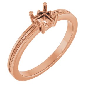 10K Rose Gold 3.5x3.5 mm Square Ring Mounting – image 2