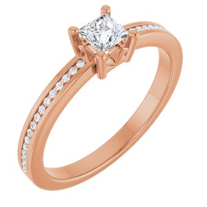 10K Rose Gold 3.5x3.5 mm Square Ring Mounting
