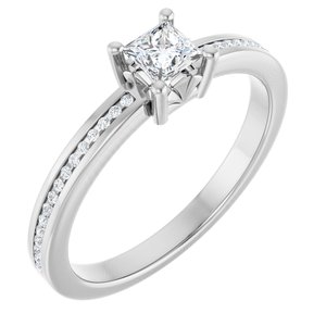 10K White Gold 3.5x3.5 mm Square Ring Mounting